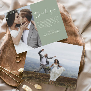 Carte de remerciement de mariage vert sauge Budget
