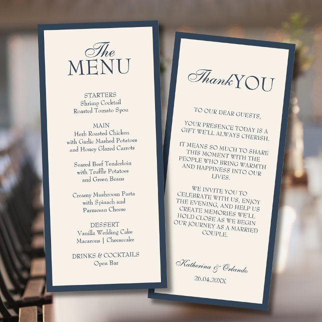 Carte de remerciement de menu de mariage minimalis (Créateur téléchargé)