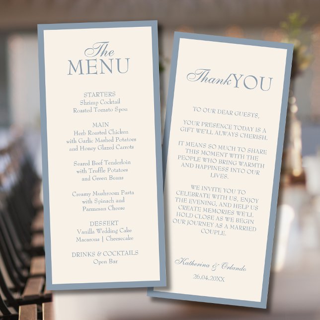 Carte de remerciement de menu de mariage minimalis (Créateur téléchargé)