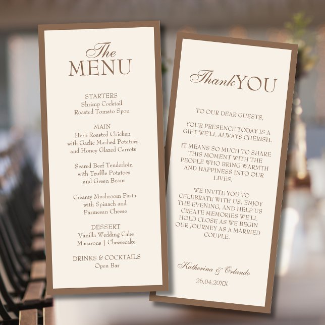 Carte de remerciement de menu de mariage minimalis (Créateur téléchargé)