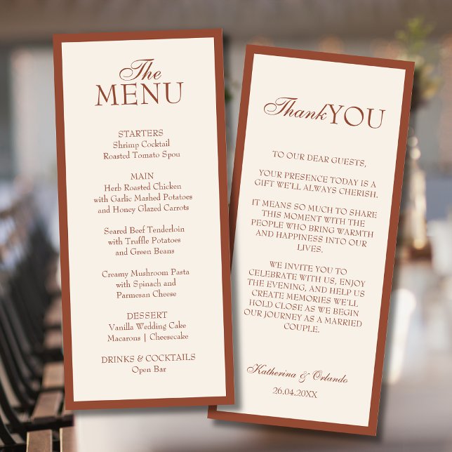 Carte de remerciement de menu de mariage minimalis (Créateur téléchargé)