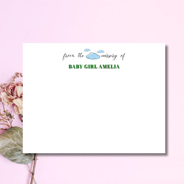 Carte de remerciement de naissance Classique Nuage (Créateur téléchargé)