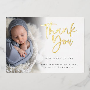Carte de remerciement de naissance en feuille d'al