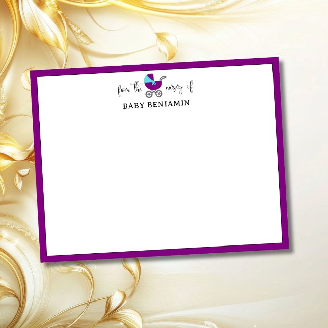 Carte de remerciement de naissance violette modern (Créateur téléchargé)