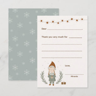 Carte de remerciement de Noël pour fille, à complé
