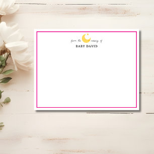 Carte de remerciement de nurserie étoile lune rose