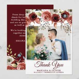 Carte de remerciement de photo de mariage Automne