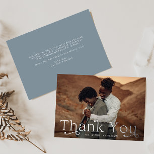 Carte de remerciement de photo de mariage en feuil