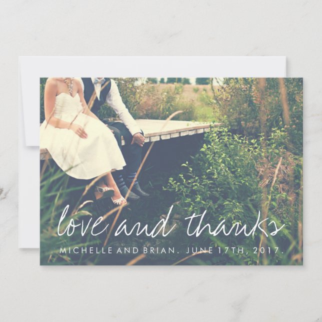 Carte de remerciement de photo de mariage Love and (Devant)