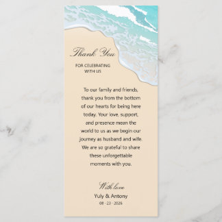 Carte de remerciement de plaque de plage tropicale