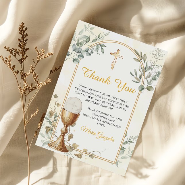 Carte de remerciement de première communion croix  (Créateur téléchargé)