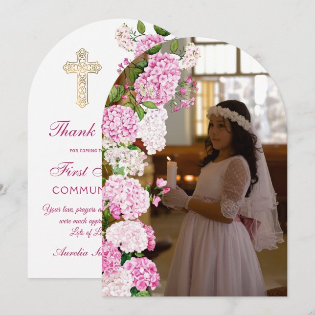 Carte de remerciement de première communion sous u (Devant / Derrière)