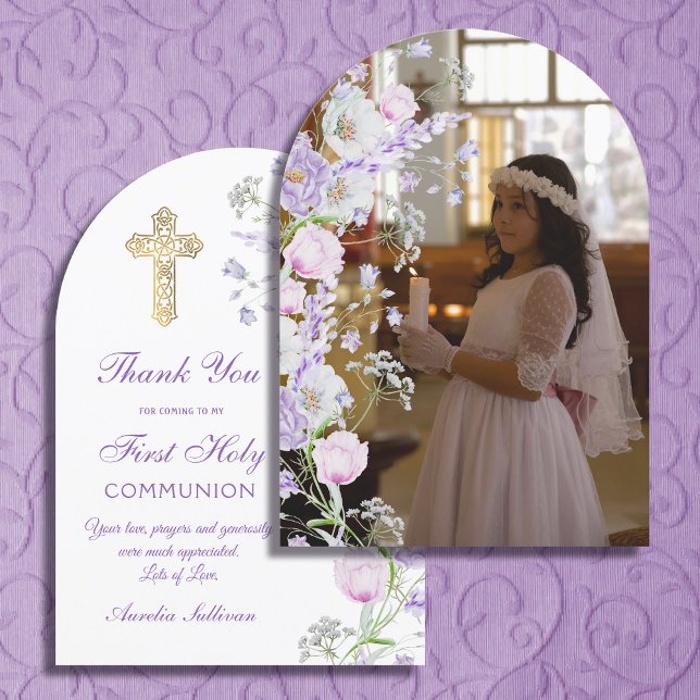 Carte de remerciement de première communion sous u (Créateur téléchargé)
