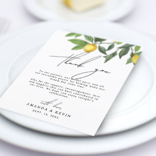 Carte de Remerciement de Réception de Mariage Citr