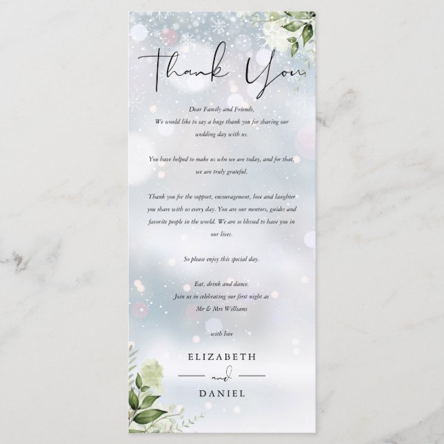 Carte de remerciement de réception de mariage d'hi (Devant)