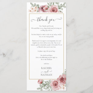 Carte de remerciement de réception de mariage flor