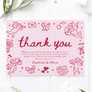 Carte de remerciement de Saint-Valentin dessinée à