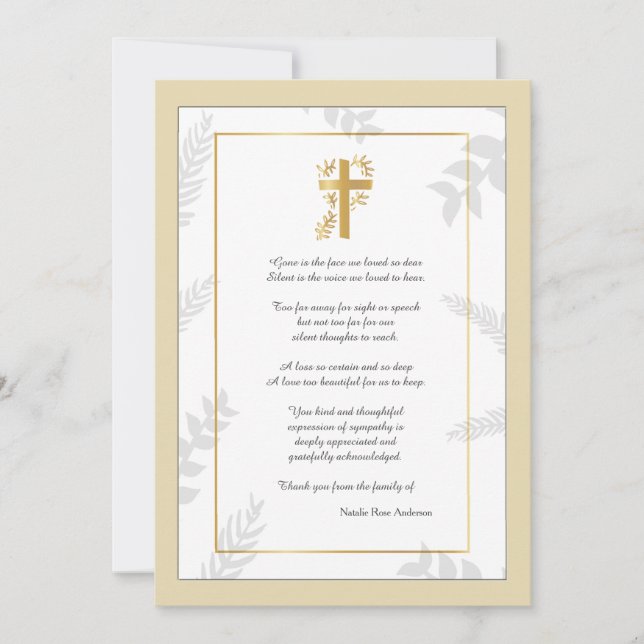 Carte de remerciement de sympathie religieuse (Devant)