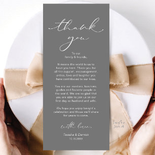 Carte de remerciement de table pour un dîner de ma