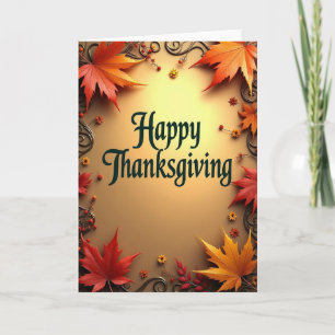 Carte de remerciement de Thanksgiving à feuillage