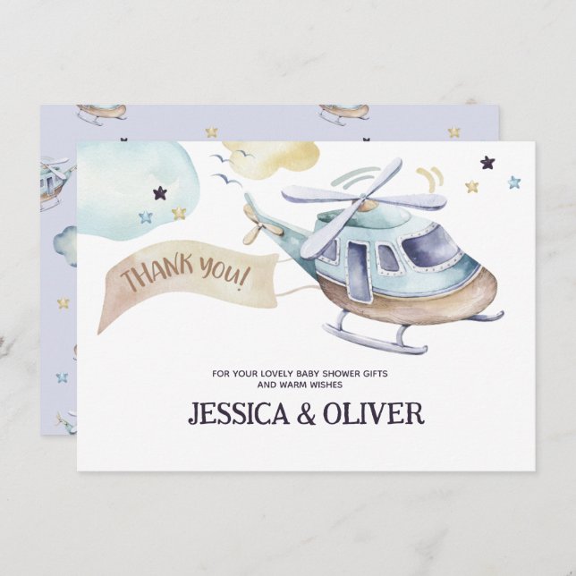 Carte de remerciement d'une fête d'hélicoptère à l (Devant / Derrière)