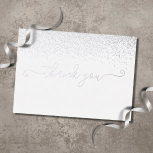 Carte de remerciement élégante en feuille d'argent
