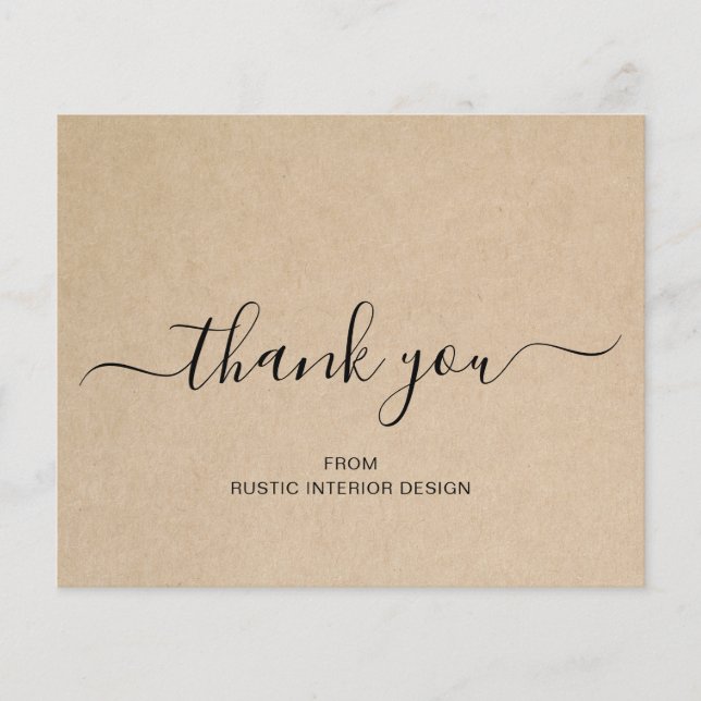 Carte de remerciement élégante et rustique pour bu (Devant)