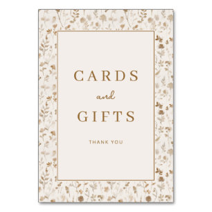 Carte de Remerciement Élégante Florale Beige