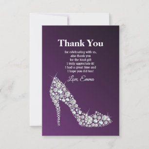 carte de remerciement élégante violette chaussures