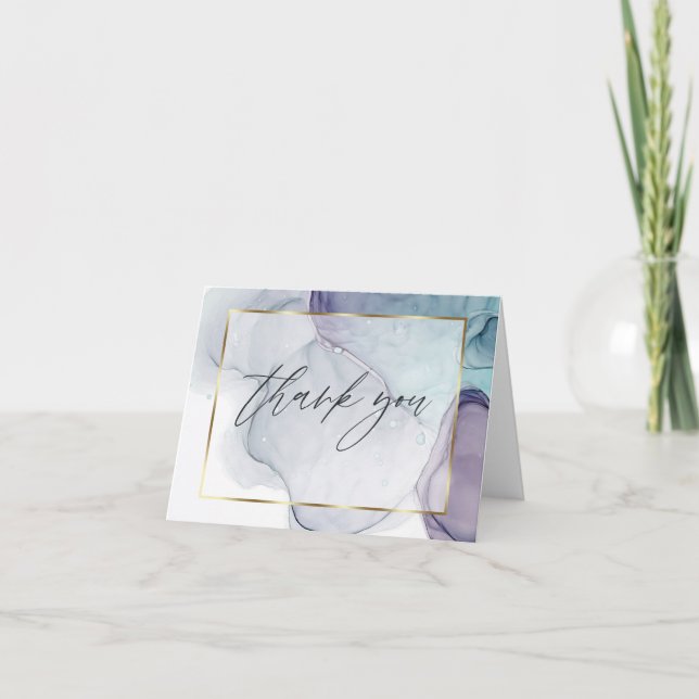 Carte de remerciement en encre alcoolique abstrait (Devant)