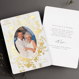 Carte de remerciement en or floral Love & Thanks