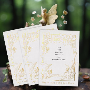 Carte de remerciement en papier doré pour jardin d