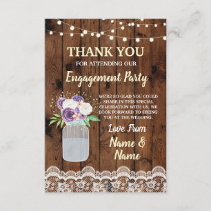 Carte de remerciement Engagement Bois Lace Fleurs 