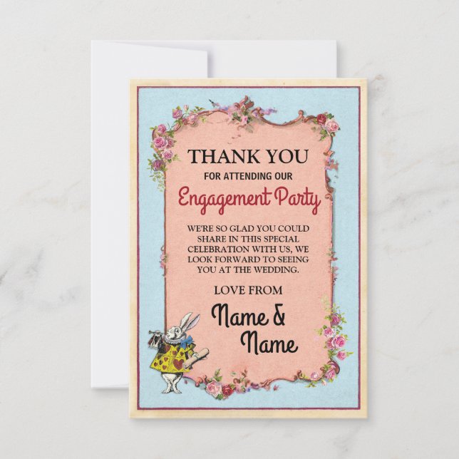 Carte de remerciement Engagement Wonderland Rabbit (Devant)