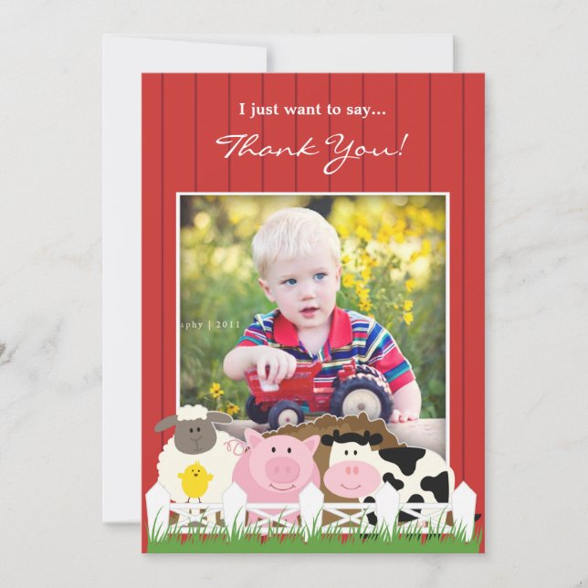 Carte de remerciement ferme photo plate invitation (Devant)