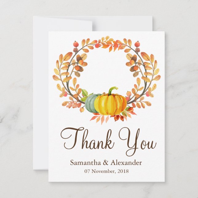Carte de remerciement feuilles d'érable automne ci (Devant)