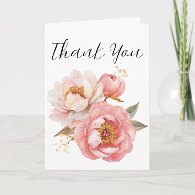 Carte de remerciement fleur aquarelle  (Devant)