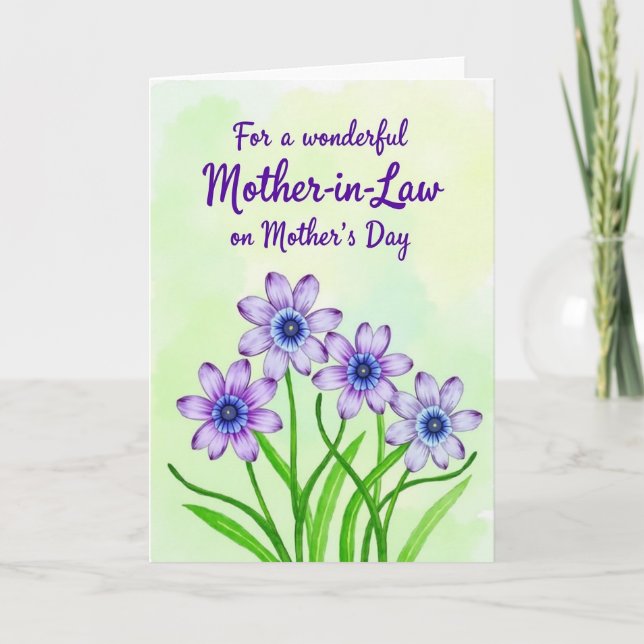 Carte de Remerciement Fleur Violette Épanouie (Devant)