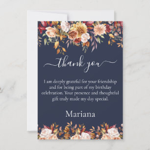 Carte de remerciement Fleurs de feuillage d'automn