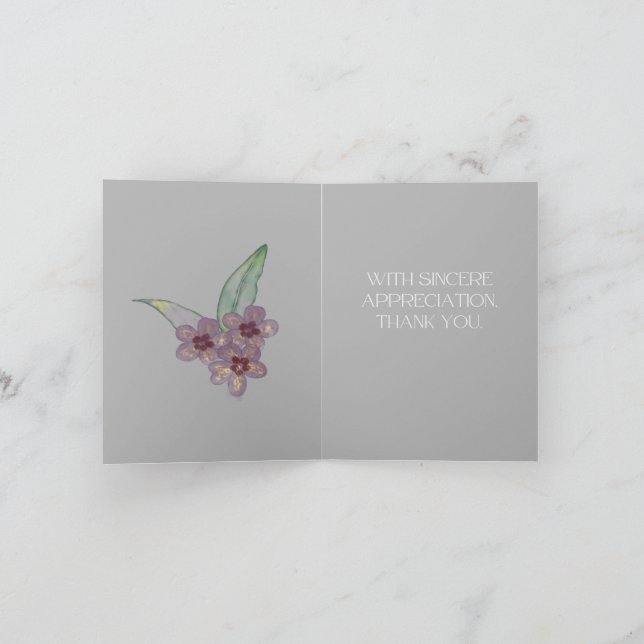 Carte de remerciement - Fleurs grises (Intérieur)