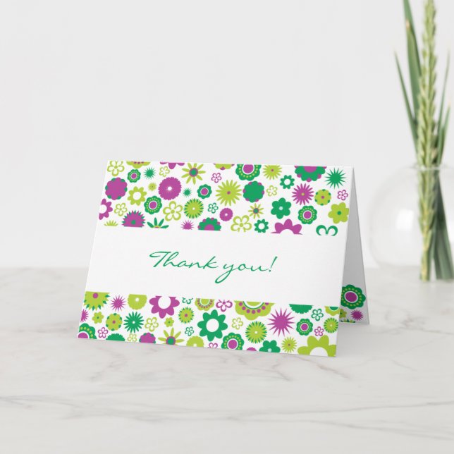 Carte de remerciement Fleurs heureuses (Devant)