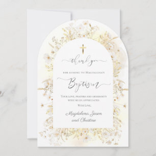 carte de remerciement fleurs jaunes blanches aquar