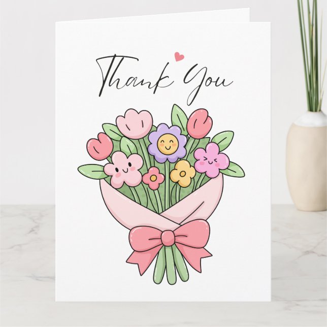 Carte de remerciement Fleurs Mignonnes (Devant)