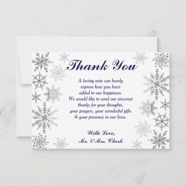 Carte de remerciement Flocons de diamant (Devant)