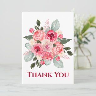 Carte de remerciement florale à la rose à l'aquare