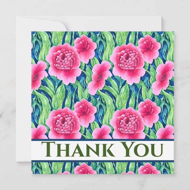 Carte de remerciement florale aquarelle (Devant)