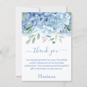 Carte de remerciement florale aquarelle Hortensias