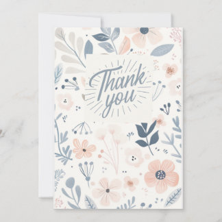 Carte de remerciement florale bleu clair - carte d