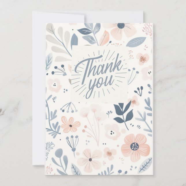 Carte de remerciement florale bleu clair - carte d (Devant)