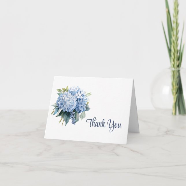 Carte de remerciement florale bleue (Devant)